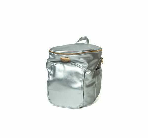 Sassy Caddy: Ladies Back Pack - Metallic Silver Leather