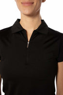 Golftini: Women's Short Sleeve Zip Stretch Polo - Black Clothing