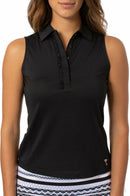 Golftini: Women's Sleeveless Ruffle Tech Polo - Black