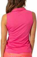 Golftini: Women's Sleeveless Ruffle Tech Polo - Hot Pink