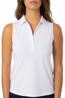 Golftini: Women's Sleeveless Ruffle Tech Polo - White