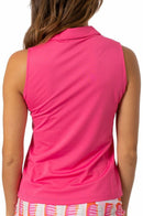 Golftini: Women's Sleeveless Zip Tech Polo - Hot Pink Clothing