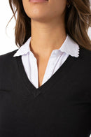 Golftini: Women's Long Sleeve V-Neck Sweater - Black