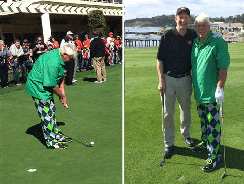 John Daly in his Seahawks colors pants from Loudmouth Golf