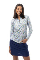 SanSoleil: Ladies UPF 50 SolCool Mock w/ Piping - 900445P