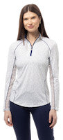 SanSoleil: Ladies UPF 50 SolCool Mock w/ Piping - 900445P