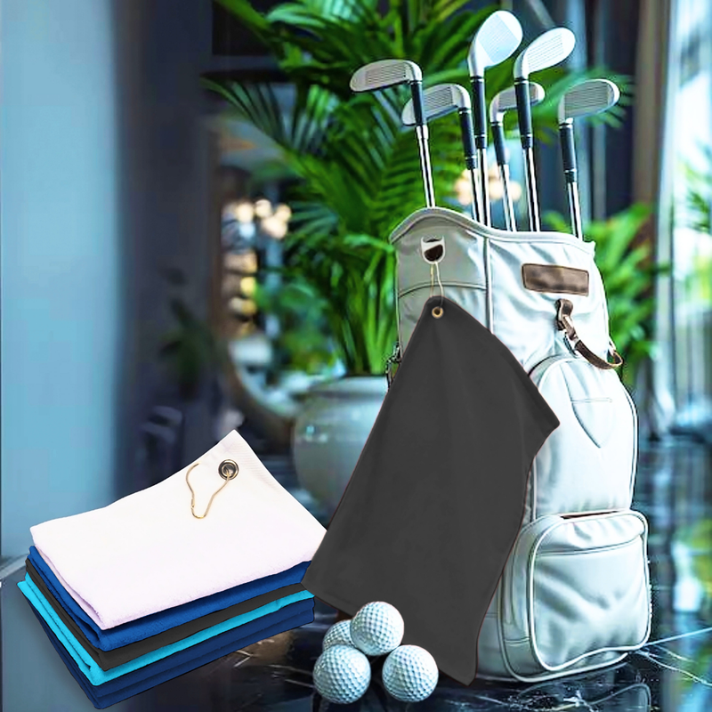Pro Towels Blankets - Velour Fingertip Golf Towel: Corner Grommet & Hook - Pack of 5