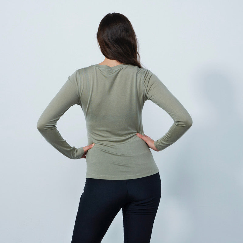 Daily Sports: Women's Base Layer Round Neck Long Sleeve Top - Seagrass