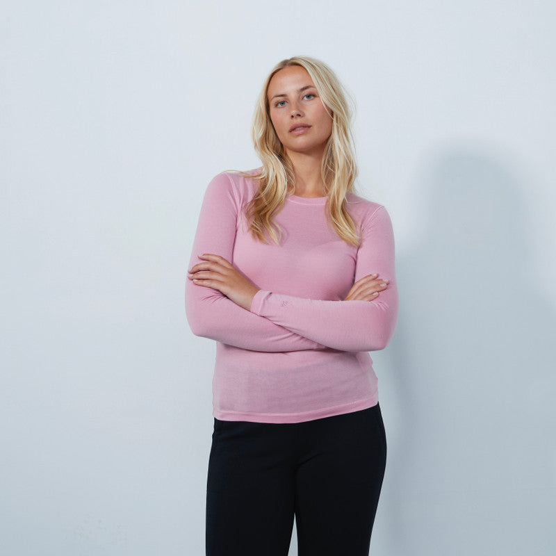 Daily Sports: Women's Base Layer Round Neck Long Sleeve Top - Pink