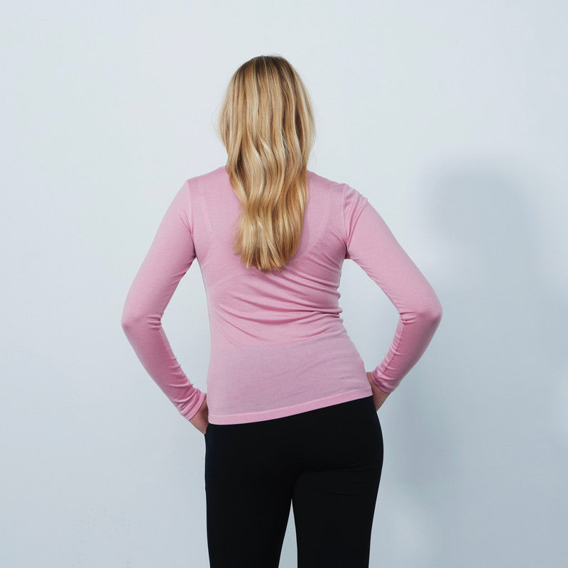 Daily Sports: Women's Base Layer Round Neck Long Sleeve Top - Pink