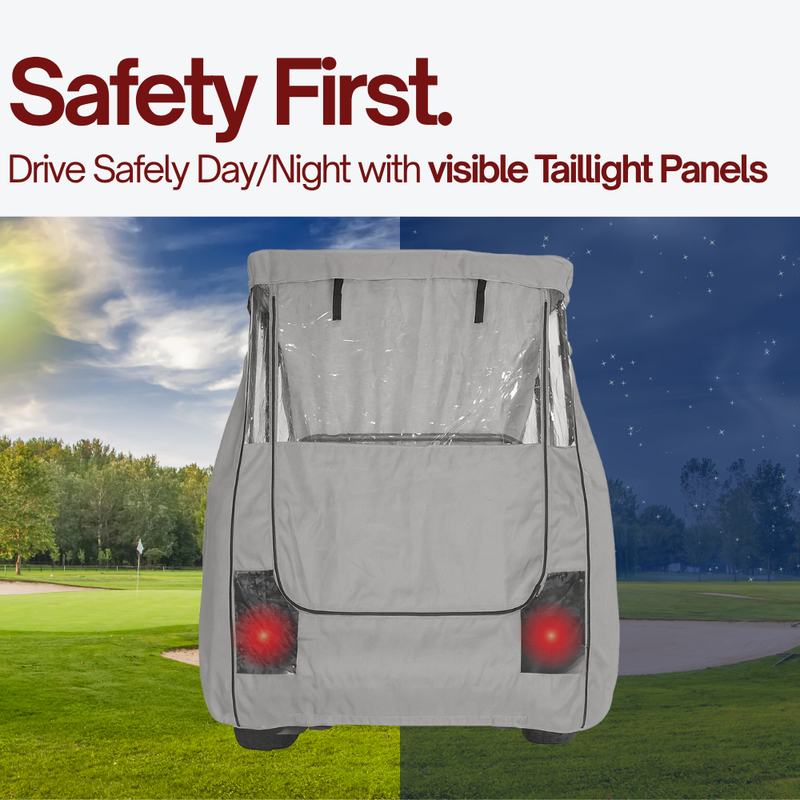 2+2 Passenger 3 Sided Driveable Golf Cart Enclosure for Short Roof 58"L Open Front - Grey