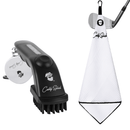 Golf Pocket Mag Towel - White + Golf Club Water Brush Pro Bundle