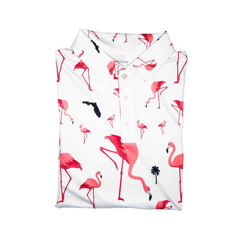 Florida Flamingo Golf Shirt by 1803 Sports