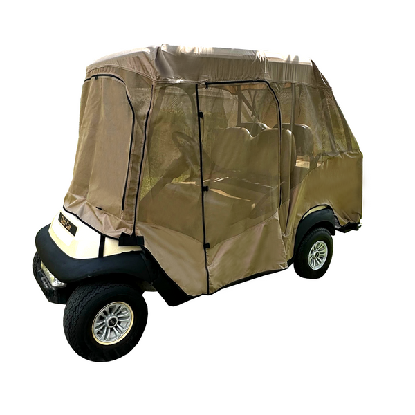 2+2 Passenger Golf Cart Driving Enclosure Cover (4 Passenger Short Roof 58") Texteline Mesh Taupe