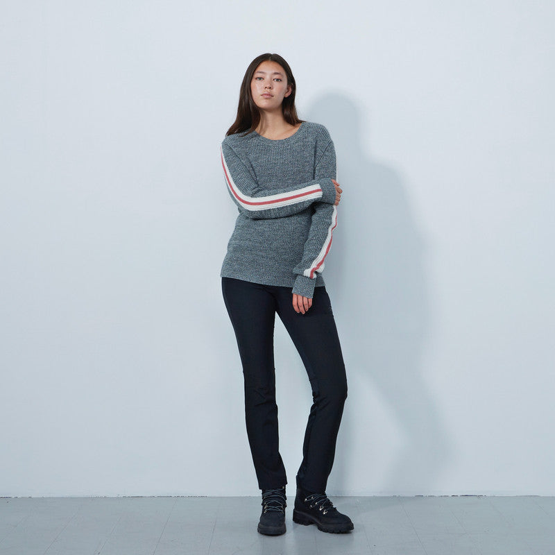 Daily Sports: Women's Twisted Round Neck Pullover Sweater - Charcoal