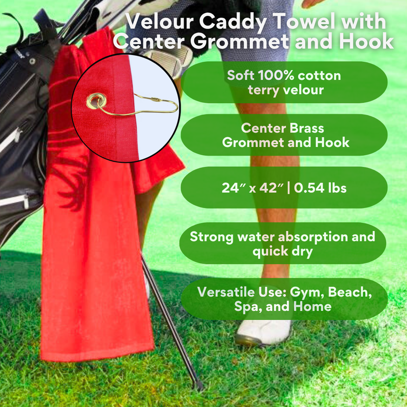 Pro Towels Blankets - Large Terry Velour Golf Towel: Center Grommet & Hook