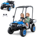 24V Kids Golf Cart 4WD 2-Seater Ride on Car with Storage Trunk and Horn-Blue