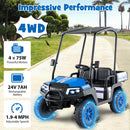 24V Kids Golf Cart 4WD 2-Seater Ride on Car with Storage Trunk and Horn-Blue