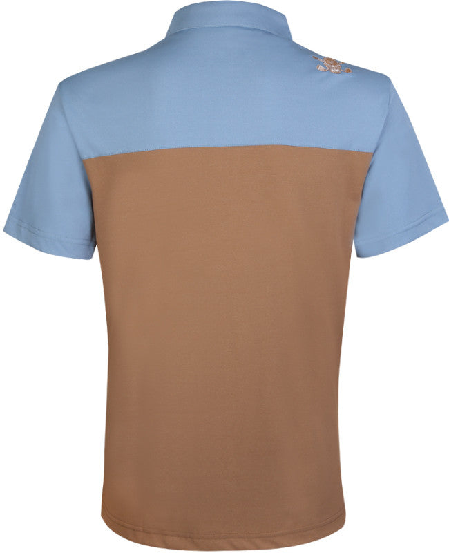 Tattoo Golf: Men's 2-Tone Cool-Stretch Golf Shirt - Brown/Blue