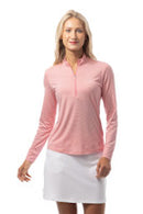 SanSoleil: Ladies UPF 50 Melange Stripe Zip Mock - 900453MM