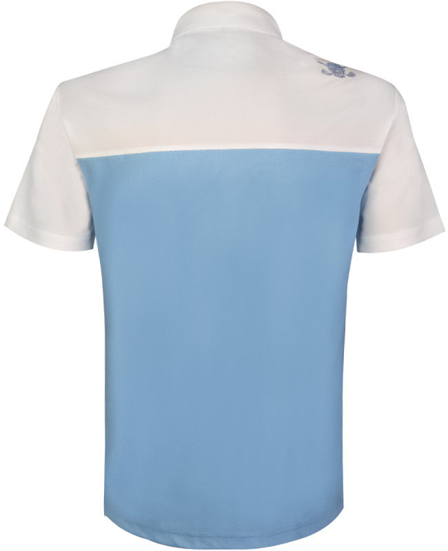 Tattoo Golf: Men's 2-Tone Cool-Stretch Golf Shirt - Blue/White