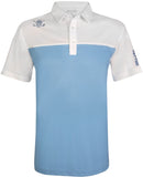 Tattoo Golf: Men's 2-Tone Cool-Stretch Golf Shirt - Blue/White Clothing