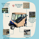 2 Passengers Driveable Golf Cart Enclosure with Open Back for EZGo, Club Car, Cushman