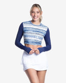 BloqUV x JANTZEN Collab: Women's UPF 50+ Everyday Crop Top (4015J) - Water Dunes Clothing