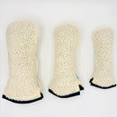 Just 4 Golf: Sherpa Headcover Set (Driver, Wood, Hybrid) - Cream with Navy Trim