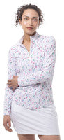 SanSoleil: Ladies Soltek Lux Long Sleeve Print Mock - 900621