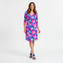 Brisbane V-Neck Dress in Sugar Magnolia Cobalt