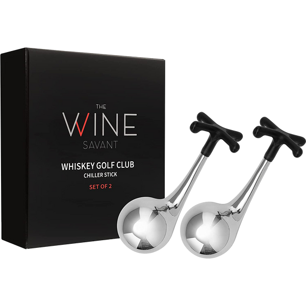 Golf Stick Shaped Stainless Steel Whiskey Stones, Whiskey Rocks, Great for Entertaining Guests, 2 Stones Rocks Cubes for Whiskey, Bourbon Vodka, Scotch, Metal Chillers Golf Gifts for Dad