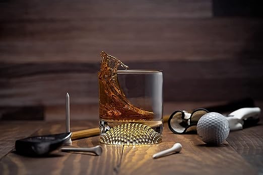 The Wine Savant Golf Ball Whiskey Glasses Set of 2-8oz Golf Gifts - Unique Whiskey Golf Glasses Set - Golf Gifts For Men & Women - Gifts for Golfers Golf Accessories Golf Ball Glasses (2 pack)