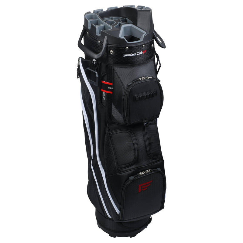 golf bag rain hood snap on Founders Club 4th Generation Tour Series Club Lock Organizer Golf Cart Bag for Men with 14 Way Anti Rattle Divider Top- Free Snap On Rain Hood-Full Le