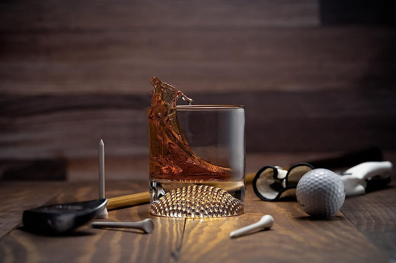 The Wine Savant Golf Ball Whiskey Glasses Set of 4-8oz Golf Gifts - Unique Whiskey Golf Glasses Set - Golf Gifts For Men & Women - Gifts for Golfers Golf Accessories Golf Ball Glasses (4 pack)