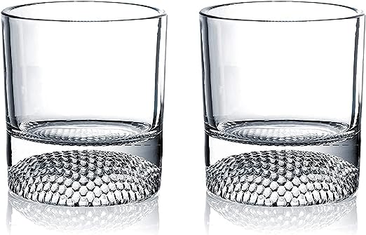 The Wine Savant Golf Ball Whiskey Glasses Set of 2-8oz Golf Gifts - Unique Whiskey Golf Glasses Set - Golf Gifts For Men & Women - Gifts for Golfers Golf Accessories Golf Ball Glasses (2 pack)