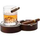 The Wine Savant Luxurious Cigar Glass - In A Leather Horseshoe Storage Case Whiskey Glassware with Cigar Holder - 10oz Cigar Holder Whiskey, Ash Tray - Dad, Men Home Office, Leather Gifts