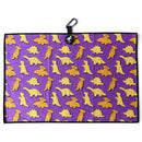 Purple Dino Chicken Nugget Golf Towel | 24” x 16” Microfiber Towel | Magnetic Clip & Carabiner | Premium Golf Accessory