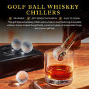 Golf Ball Whiskey Coolers - Pack of 5 - Men's Gift Set; Golfer's Whiskey Chill Stones, Reusable Cooling Balls; Includes 4 Chilling Stones - Ideal Golf-Themed Gift for Men + Metallic Tongs & Gift Box