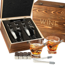The Wine Savant Luxurious Cigar Glasses - Whiskey glass with Cigar Holder - Set of 2, 10oz Cigar Holder Whiskey Glasses, Tongs, 8 Cube Chilling Rocks Stones - Set in Premium Wood Box Gift for Any Bar