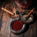 The Wine Savant Luxurious Cigar Glass - In A Leather Horseshoe Storage Case Whiskey Glassware with Cigar Holder - 10oz Cigar Holder Whiskey, Ash Tray - Dad, Men Home Office, Leather Gifts