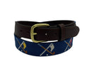 Golf Clubs and Flags Crossed Needlepoint Belt by Charleston Belt