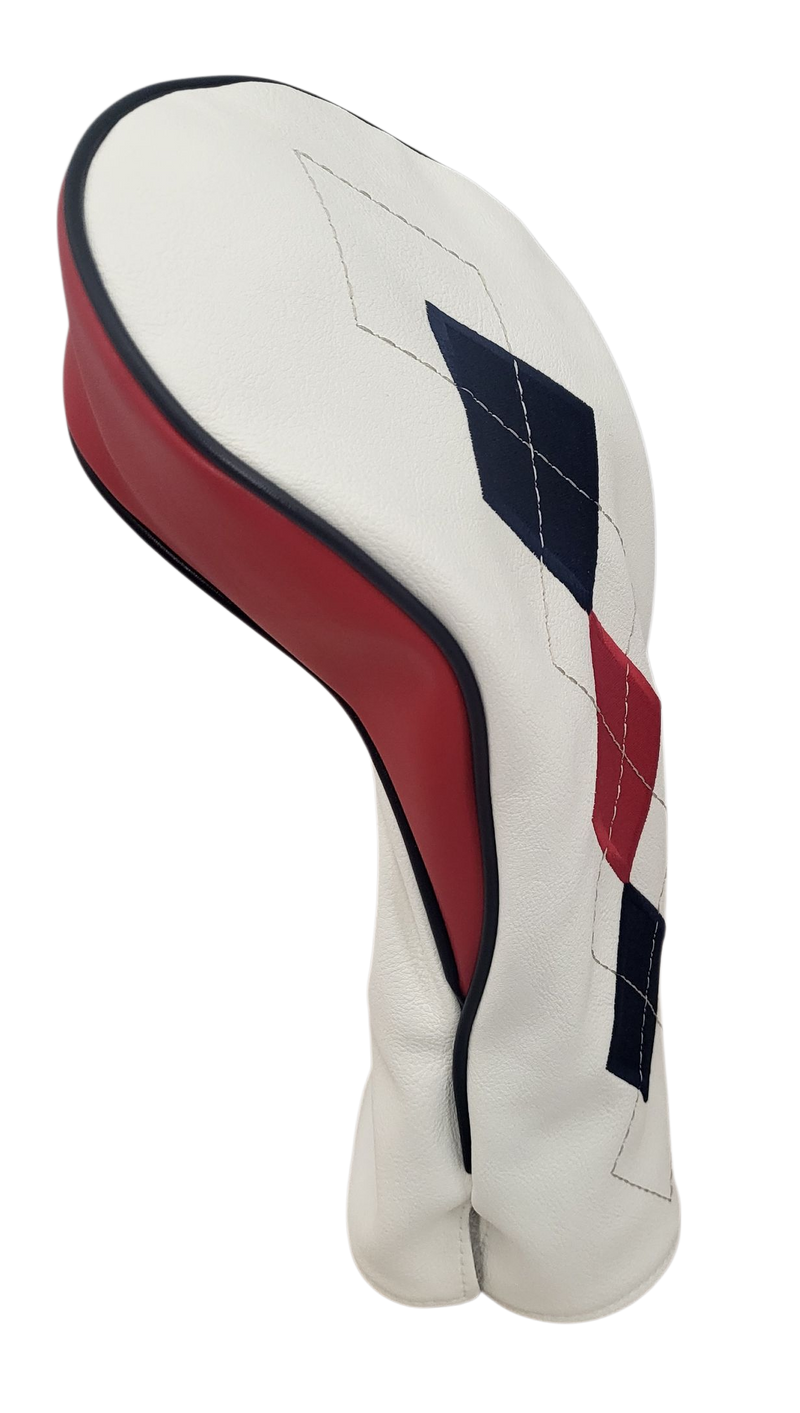 Classic Argyle Red, White & Blue Embroidered Driver Headcover by ReadyGOLF