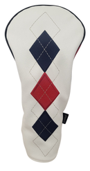 Classic Argyle Red, White & Blue Embroidered Driver Headcover by ReadyGOLF