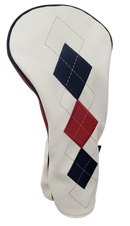 Classic Argyle Red, White & Blue Embroidered Driver Headcover by ReadyGOLF