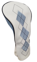 Classic Argyle Sky Blue Embroidered Driver Headcover by ReadyGOLF