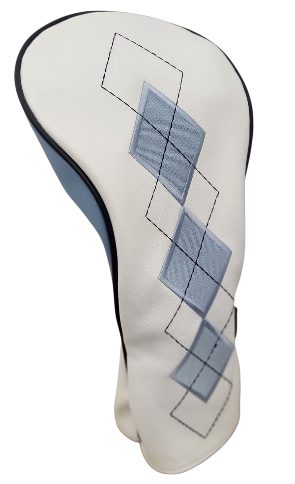 Classic Argyle Sky Blue Embroidered Driver Headcover by ReadyGOLF