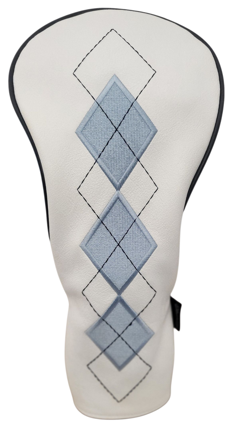 Classic Argyle Sky Blue Embroidered Driver Headcover by ReadyGOLF