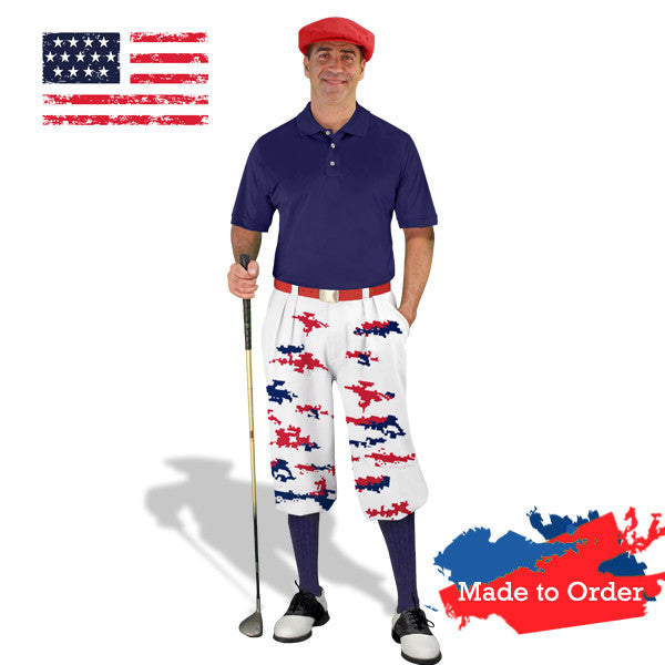 Golf Knickers: Mens America Homeland Camo Golf Knickers Outfit