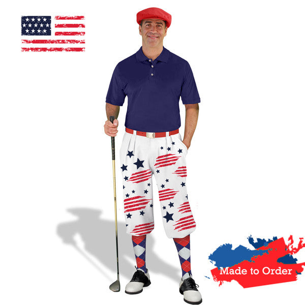 Golf Knickers: Mens America Homeland Stars and Stripes Golf Knickers Outfit